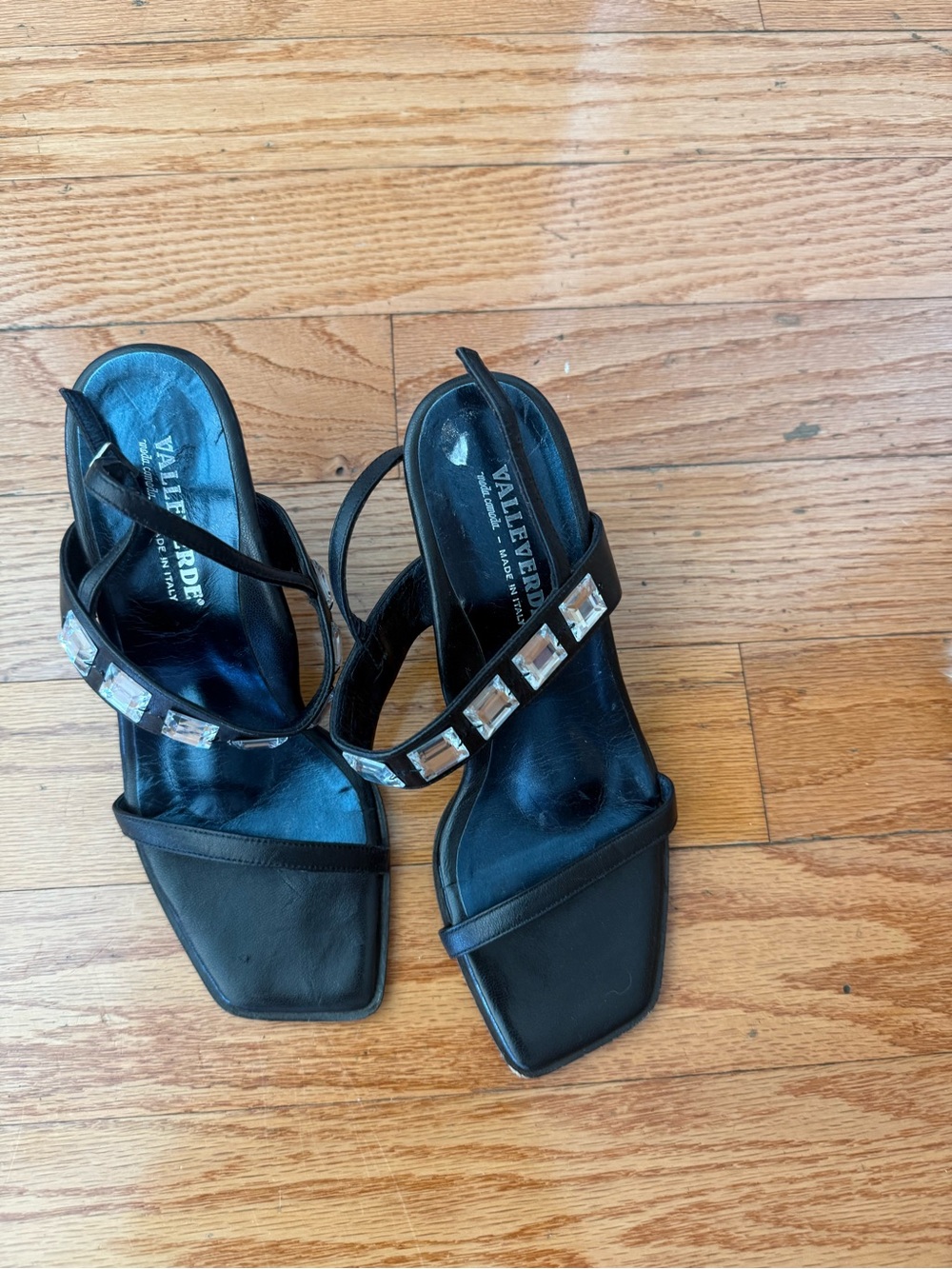 Black Embellished Strap Women's Sandals